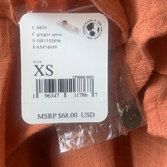 NWT Free People Zuri Ruffle Blouse Ginger Spice/orange XS Small - Picture 5 of 8